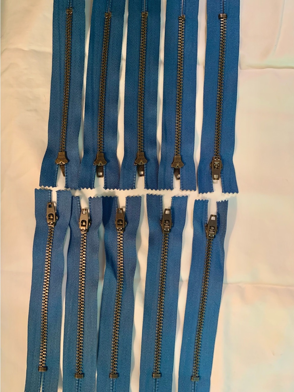 UCAN 5” Metal Zippers Antique Brass USA-made (10)